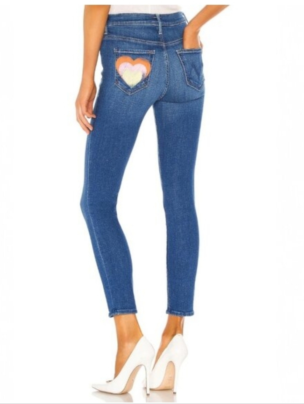 Mother Super Stunner Ankle in Double Vision Heart Stretch Skinny Jeans Size 29